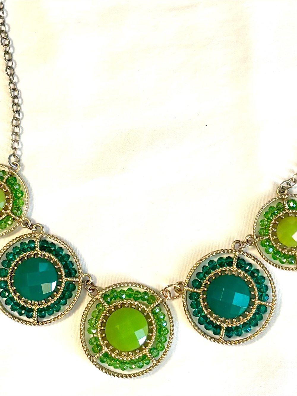 Statement Green Gemstone Circle Necklace - Women Jewelry